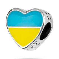 обзорное фото Серебряный подвесок шарм Люблю Украину с желто - голубой эмалью 039375 Серебряные браслеты для шармов обзорное фото Серебряный подвесок шарм Люблю Украину с желто - голубой эмалью 039375  Серебряные браслеты для шармов