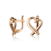 обзорное фото Золотые серьги Сердце с английским замком 027815 Серьги без камней обзорное фото Золотые серьги Сердце с английским замком 027815  Серьги без камней