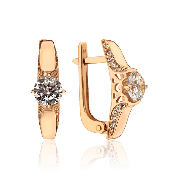 Повседневные золотые серьги с фианитами в оригинальном дизайне 034404 детальное изображение ювелирного изделия Золотые серьги Повседневные золотые серьги с фианитами в оригинальном дизайне 034404 детальное изображение ювелирного изделия Золотые серьги