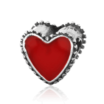 обзорное фото Серебряный подвес-шарм Сердце с эмалью 025032  Серебряные подвесы-шармы (бусины)