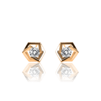обзорное фото Золотые серьги-гвоздики с бриллиантом 030971  Золотые серьги с бриллиантами