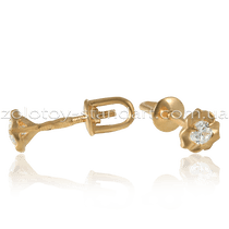 обзорное фото Детские золотые серьги гвоздики Цветочки 2111591  Серьги с камнями