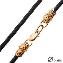 обзорное фото Кожаный шнурок "Тигр" с золотой застежкой 025691  Шнурки с золотом