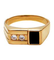 обзорное фото Золотая мужская печатка с фианитами и эмалью 026481 Золотые печатки и кольца для мужчин обзорное фото Золотая мужская печатка с фианитами и эмалью 026481  Золотые печатки и кольца для мужчин