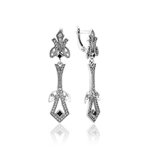 оглядове фото Сережки-підвіски з діамантами і сапфірами в білому золоті 036099