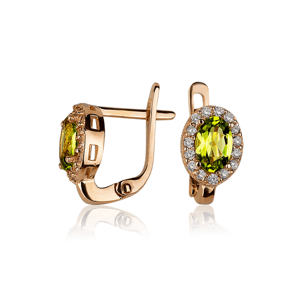 Золотые серьги с хризолитом и фианитами 030493 детальное изображение ювелирного изделия Золотые серьги с хризолитом Золотые серьги с хризолитом и фианитами 030493 детальное изображение ювелирного изделия Золотые серьги с хризолитом