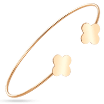 обзорное фото Жесткий браслет с двумя клеверами без вставок в красном золоте 039186 Золотые браслеты без камней обзорное фото Жесткий браслет с двумя клеверами без вставок в красном золоте 039186  Золотые браслеты без камней
