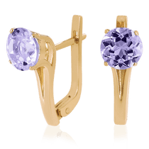 обзорное фото Золотые серьги с аметистом 023377  Золотые серьги с аметистом