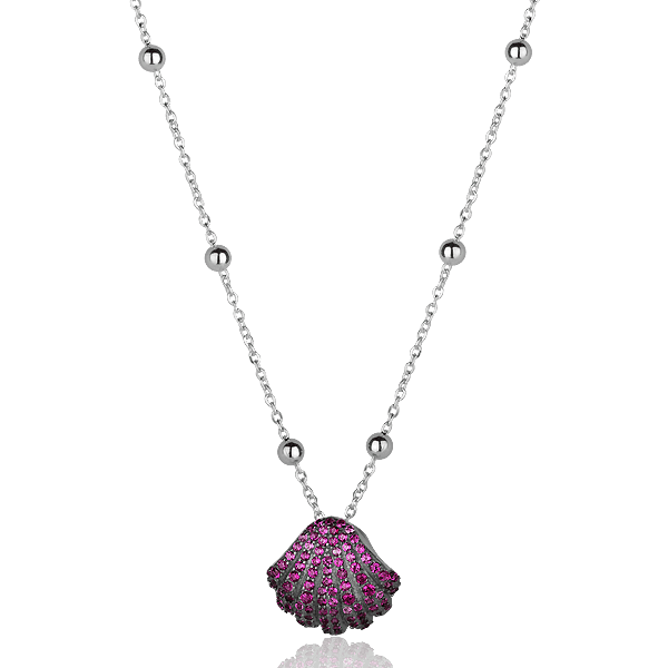 Серебряное колье Ракушка с сиреневыми фианитами 027385 детальное изображение ювелирного изделия Серебряные колье Серебряное колье Ракушка с сиреневыми фианитами 027385 детальное изображение ювелирного изделия Серебряные колье