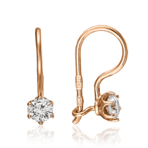 обзорное фото Золотые детские серьги с белым камешком 027277 Серьги с камнями обзорное фото Золотые детские серьги с белым камешком 027277  Серьги с камнями