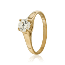 обзорное фото Помолвочное золотое кольцо с цирконием 028558  Золотые кольца для помолвки с цирконием