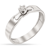 обзорное фото Золотое кольцо с бриллиантом 038819  Обручальные кольца в белом золоте