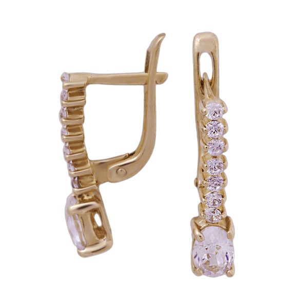 Золотые серьги с цирконием 1258 детальное изображение ювелирного изделия Золотые серьги с фианитом