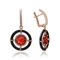 оглядове фото Золоті сережки з агатом і фіанітами 029041 оглядове фото Золоті сережки з агатом і фіанітами 029041