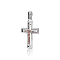 обзорное фото Серебряный православный крест с Распятием из золота 030633  Серебряные подвески крестики