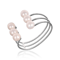 обзорное фото Серебряный браслет жесткий с жемчугом 031325 Серебряные браслеты обзорное фото Серебряный браслет жесткий с жемчугом 031325  Серебряные браслеты