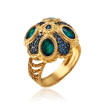 обзорное фото Золотое кольцо с опалом и фианитами Банжамин 034141  Золотые кольца