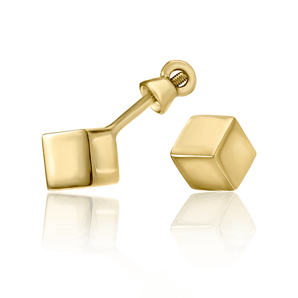 Сережки гвоздики в лимонном золоте 585 пробы Куб 034028 детальное изображение ювелирного изделия Золотые серьги Сережки гвоздики в лимонном золоте 585 пробы Куб 034028 детальное изображение ювелирного изделия Золотые серьги