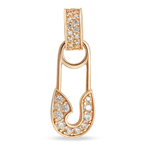 обзорное фото Золотая подвеска в виде булавки 038830 Золотые кулоны с фианитом обзорное фото Золотая подвеска в виде булавки 038830  Золотые кулоны с фианитом