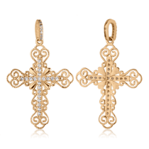 обзорное фото Золотой крестик с фианитами 025741  Золотые крестики