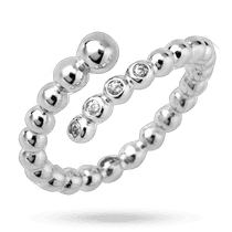 обзорное фото Серебряное раздельное кольцо шариками частично декорированными фианитами 040541  Серебряные кольца с фианитом