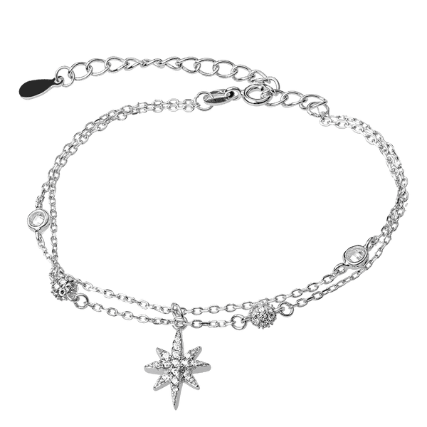 Серебряный двойной браслет Сияющая Звезда с белыми фианитами и дополнительной цепочкой 039735 детальное изображение ювелирного изделия Серебряные женские браслеты Серебряный двойной браслет Сияющая Звезда с белыми фианитами и дополнительной цепочкой 039735 детальное изображение ювелирного изделия Серебряные женские браслеты