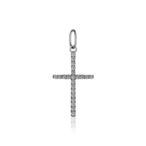 обзорное фото Серебряный крестик с фианитами 031309  Серебряные подвески крестики
