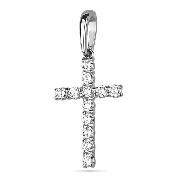 Ніжний декоративний хрестик з фіанітами в білому золоті 039502 детальне зображення ювелірного виробу Ніжний декоративний хрестик з фіанітами в білому золоті 039502 детальне зображення ювелірного виробу