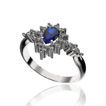 обзорное фото Золотое кольцо с бриллиантами и сапфиром 030338  Золотые кольца с сапфиром