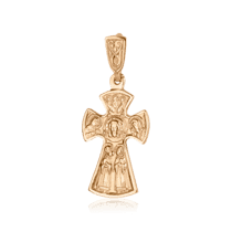 обзорное фото Нательный крестик из красного золота 027  Золотые крестики
