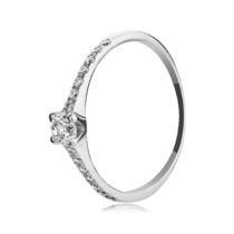 обзорное фото Помолвочное кольцо из белого золота с бриллиантом 025413  Золотые кольца для помолвки с бриллиантом