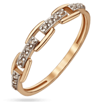 обзорное фото Женское кольцо в виде цепочки с фианитами в комбинированном золоте 039345  Золотые кольца с фианитом