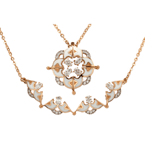 обзорное фото Золотое колье трансформер на магнитах с эмалью и фианитами 031646 Золотые колье с камнями обзорное фото Золотое колье трансформер на магнитах с эмалью и фианитами 031646  Золотые колье с камнями