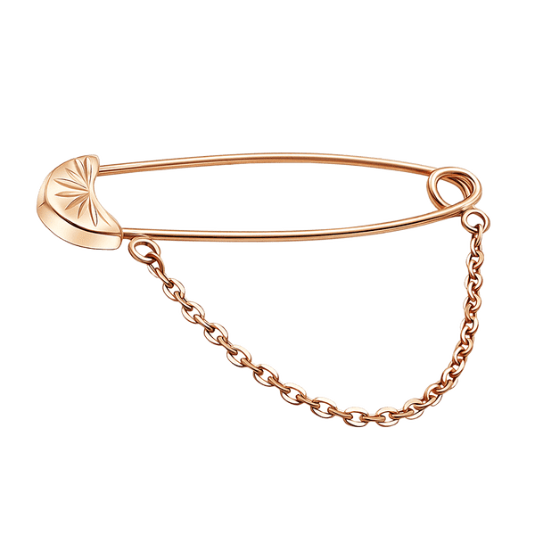 Золота брошка у формі шпильки з ланцюжком без вставок 040297 детальне зображення ювелірного виробу Золота брошка у формі шпильки з ланцюжком без вставок 040297 детальне зображення ювелірного виробу