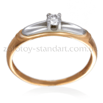 обзорное фото Золотое кольцо с бриллиантом 11431  Золотые кольца для помолвки с бриллиантом