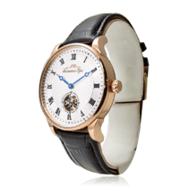 обзорное фото Золотые мужские часы классические с кожаным ремешком 036268  Мужские золотые часы