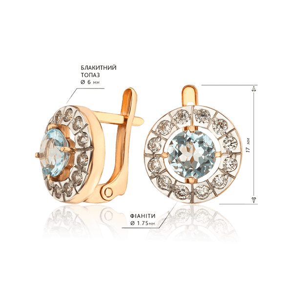 серьги классические с топазом и фианитами серьги классические с топазом и фианитами