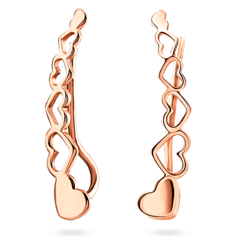 Молодёжные золотые серьги Каффы Танец любви с сердечками 033246 детальное изображение ювелирного изделия Золотые серьги каффы Молодёжные золотые серьги Каффы Танец любви с сердечками 033246 детальное изображение ювелирного изделия Золотые серьги каффы