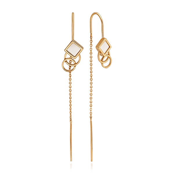 Стильные золотые серьги протяжки с перламутром Доминикана 035689 детальное изображение ювелирного изделия Золотые серьги Стильные золотые серьги протяжки с перламутром Доминикана 035689 детальное изображение ювелирного изделия Золотые серьги