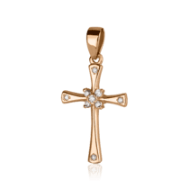 обзорное фото Золотой крестик с бриллиантами s31009  Декоративные золотые крестики
