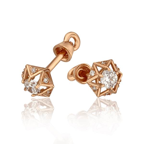 Королевские серьги гвоздики с фианитами 032539 детальное изображение ювелирного изделия Золотые серьги Королевские серьги гвоздики с фианитами 032539 детальное изображение ювелирного изделия Золотые серьги