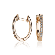 обзорное фото Серьги кольца золотые с дорожкой камней 032195  Золотые серьги с фианитом