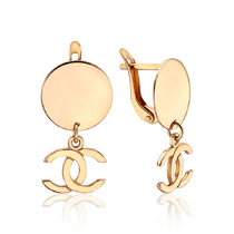 обзорное фото Золотые серьги зеркальный круг 036781 Золотые серьги обзорное фото Золотые серьги зеркальный круг 036781  Золотые серьги