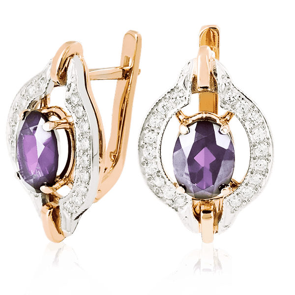 Золотые серьги с аметистом 023502 детальное изображение ювелирного изделия Золотые серьги с аметистом Золотые серьги с аметистом 023502 детальное изображение ювелирного изделия Золотые серьги с аметистом