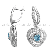 обзорное фото Серебряные серьги 420781С  Серебряные серьги с камнями