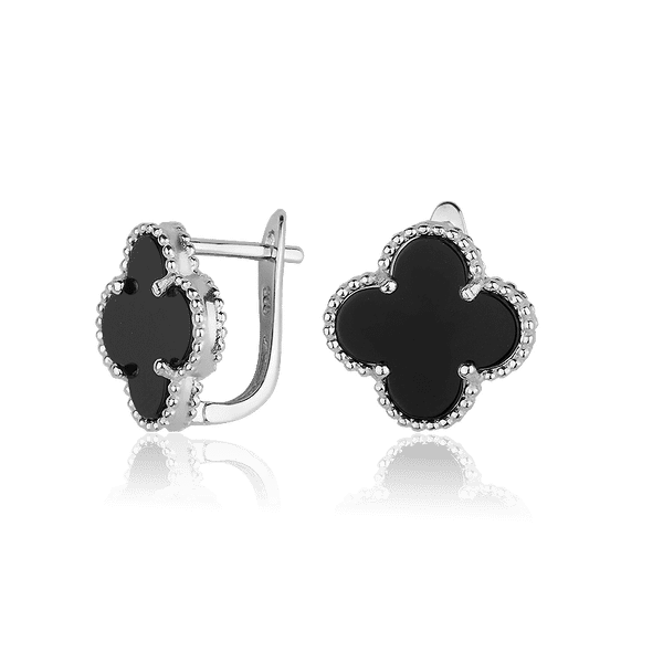 Серебряные серьги с чёрным ониксом 028292 детальное изображение ювелирного изделия Серебряные серьги с камнями