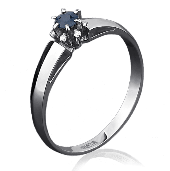 Кольцо из белого золота с сапфиром и бриллиантами 1024/1 детальное изображение ювелирного изделия Золотые кольца с сапфиром Кольцо из белого золота с сапфиром и бриллиантами 1024/1 детальное изображение ювелирного изделия Золотые кольца с сапфиром