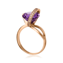 обзорное фото Золотое кольцо с аметистом 341024H  Золотые кольца с аметистом