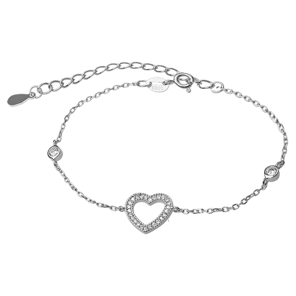 Милый девичий серебряный браслет на руку Heart с белыми фианитами 039727 детальное изображение ювелирного изделия Серебряные женские браслеты Милый девичий серебряный браслет на руку Heart с белыми фианитами 039727 детальное изображение ювелирного изделия Серебряные женские браслеты