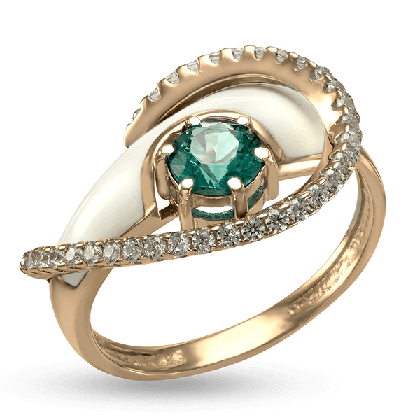 Золотое кольцо с эмалью и фианитами "Весна" 038086 детальное изображение ювелирного изделия Эксклюзивные кольца из золота Золотое кольцо с эмалью и фианитами "Весна" 038086 детальное изображение ювелирного изделия Эксклюзивные кольца из золота